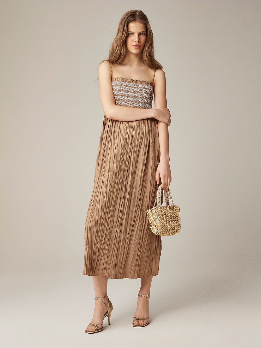 J. Crew - Catania Crinkled Dress - Taupe - Size Small